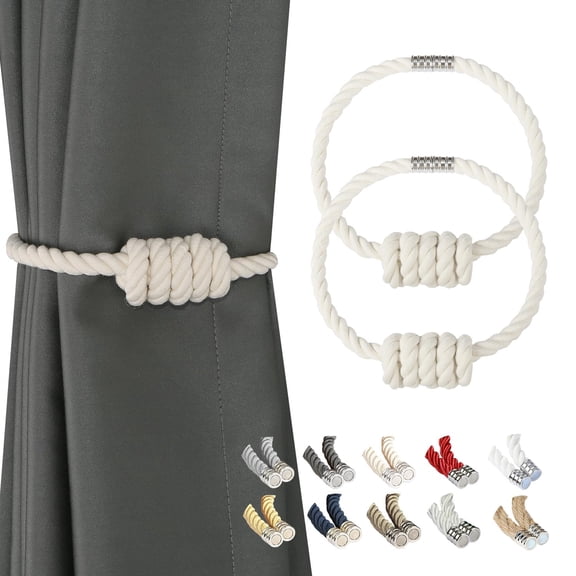 Minzimin Magnetic Curtain Tiebacks 2 Pack Hand-Woven Curtain Ties