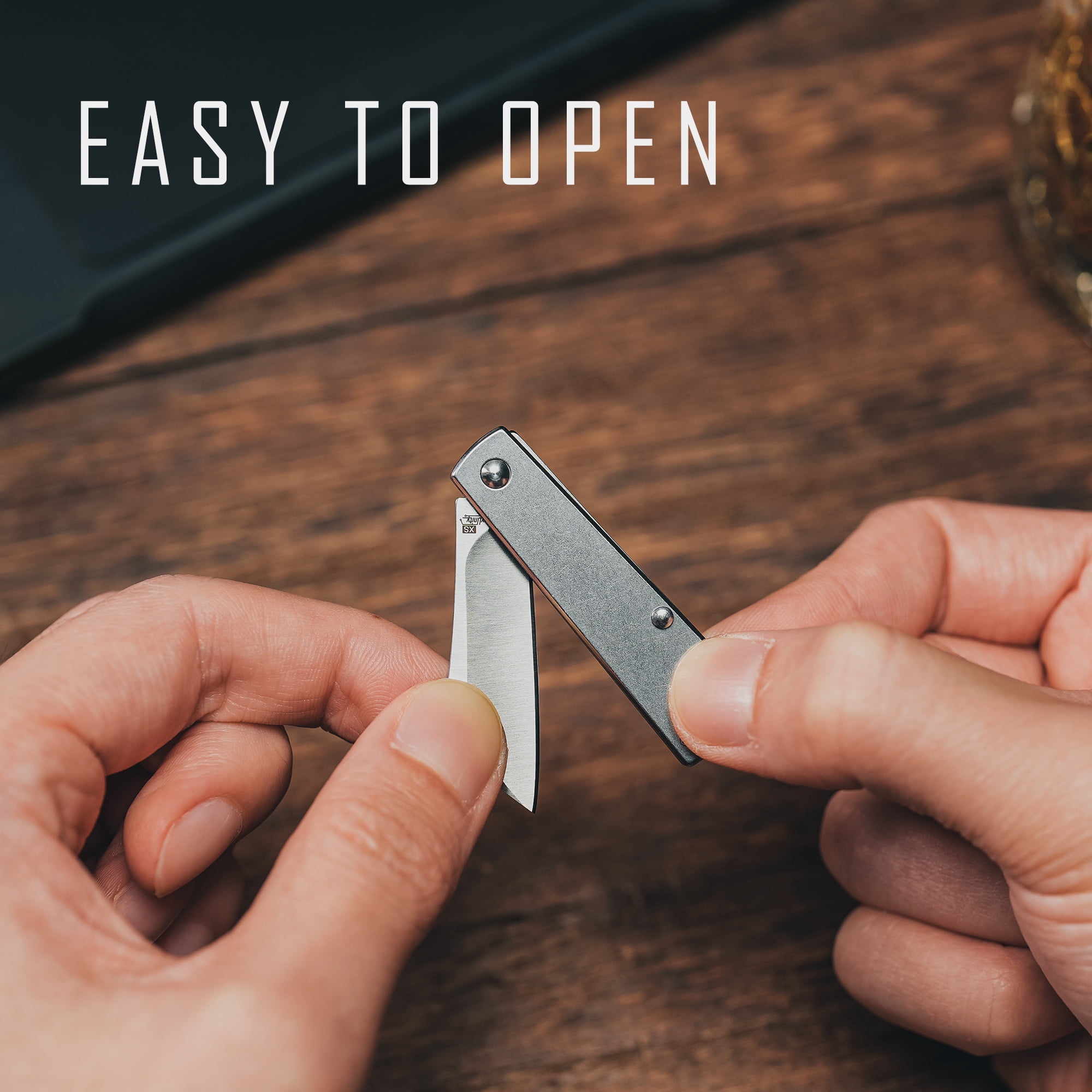 Key Unity Steel Pocket Knife for Fishing Camping, EDC Mini Folding Knives for Keyring, 1.46'' Blade, KK03XS