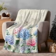 thumbnail image 2 of Flannel Fleece Throw Blankets Watercolors Blue Pink Embroidered Balloons Throws Blankets, Vintage Flowers Lightweight Soft Warm Blanket for Couch Sofa Bed Living Room All Season Use, 40x50in, 2 of 9