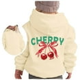 thumbnail image 4 of SonxaHe Toddler Girls' Hooded Sweatshirts Long Sleeve Cherry Prints Oversized Soft Comfy Pullover Hoodie Beige,Sized 2-3, 4 of 4