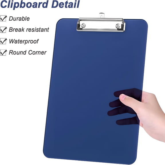 CCOCC 8.5 x 11 Clipboards Set of 1/2,Low Profile Metal Clip,Translucent Board,12.5 x 9 in Letter Size,Office Supply,Back to School