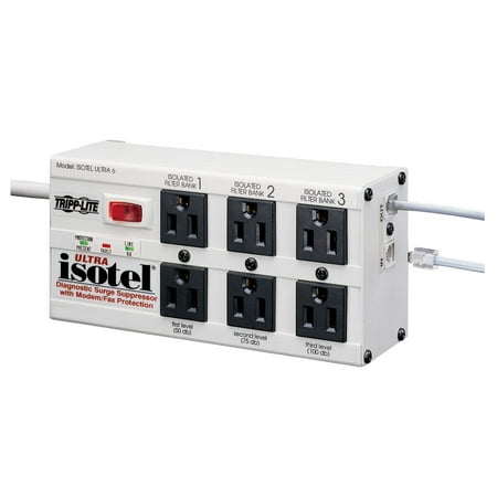 UPC: 0037332010568 | Tripp Lite ISOTEL6ULTRA Lite Isobar 6 Outlets 120V Surge Suppressor – 6 x NEMA 5-15R – 1.44 kVA – 3330 J – 120 V AC Input – 120 V AC Output