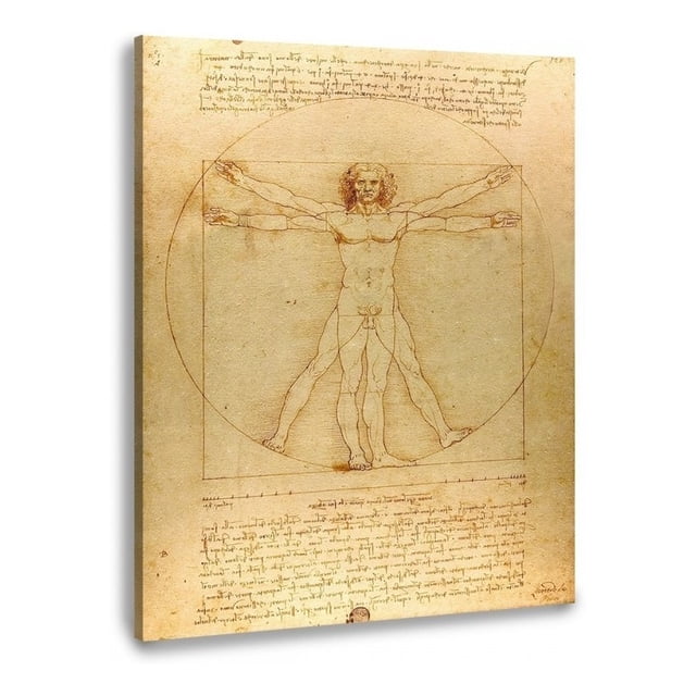 Hombre De Vitruvio Da Vinci Litografía Arte Original Italian