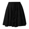 thumbnail image 5 of MIXUE Skirts For Women Summer Solid Color Elastic High Waist A Line Ruffle Knee Length Casual Beach Party Skirt Streetwear,Black,M, 5 of 6