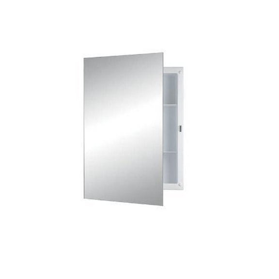 Jensen 1035P24WH 16 x 26 in. 1 Door Cove rameless Medicine Cabinet with Adjustable Steel & Polished Mirror, Basic White