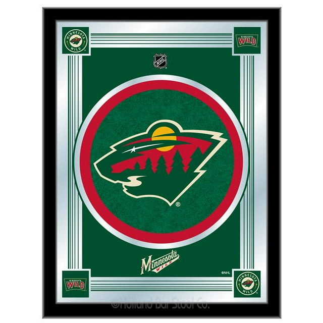 Holland Bar Stool MLogoMinWld Minnesota Wild 17 x 22 Pouces Université Logo Miroir