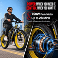 thumbnail image 2 of EOEOTWO 750W Peak Fat Tire Electric Bike for Adults - 28 MPH Fast Cruiser, 60-Mile Range, 48V 15Ah Battery 26" All-Terrain E-Bike Mountain Bicycle,UL 2849, 2 of 12