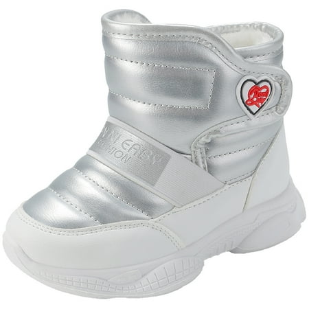 

Girls Boys Snow Boots Velcro Waterproof Fur Lined Non Slip for Toddler Winter Shoes Keep Warm