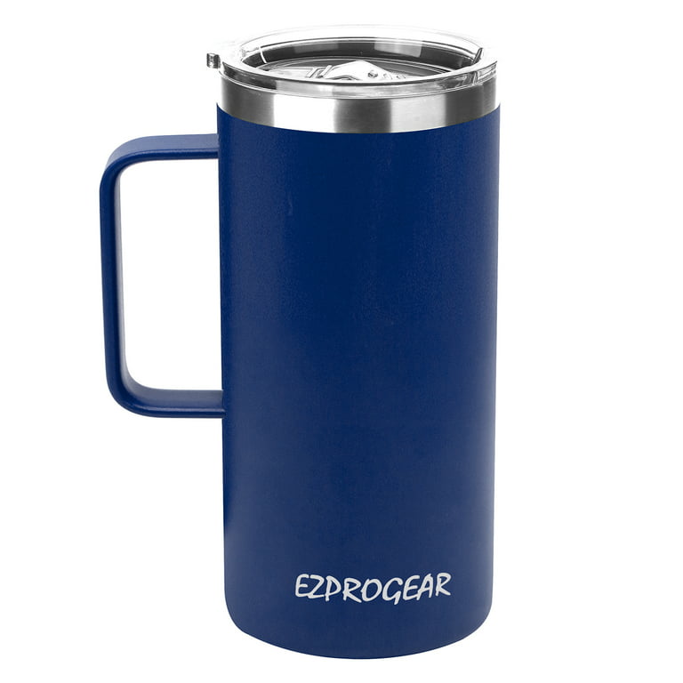 Ezprogear 40 oz White Stainless Steel Mug Beer Tumbler Double Wall Coffee  Cup with Handle and Lid