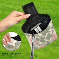 thumbnail image 4 of Haosy Pink Peony Flowers Green Leaves Golf Mallet Putter Cover Strong Magnetic Leather Golf Club Headcover Closure, 4 of 7