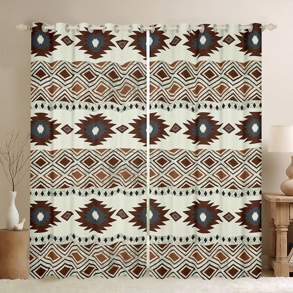 Homewish Tribal Aztec Black Out Curtains for Teens Boys Girls,Bohemian Theme Curtains Pack of 2 (42x63 Each),Exotic Style Bedroom Curtains,Super Cozy Room Decor