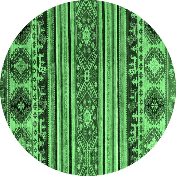 Ahgly Company Indoor Round Oriental Emerald Green Modern Area Rugs, 6' Round