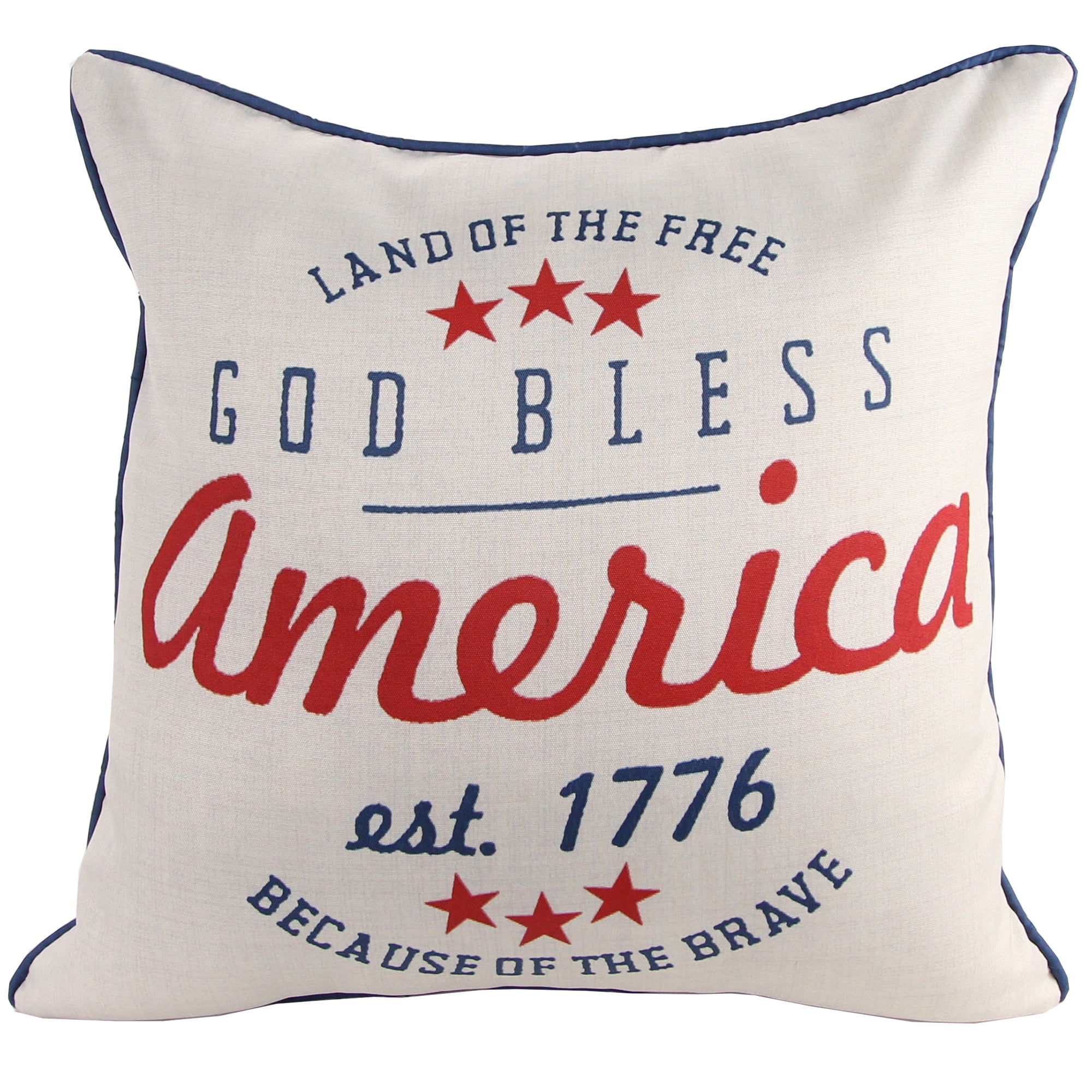 Jordan Manufacturing 18" x 18" Cream God Bless Reversible Outdoor Throw Pillow (2-Pack)