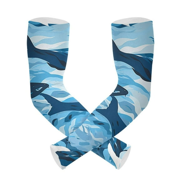 Sharks Sea Gardening Sleeves UV Sun Protection Cooling Arm Sleeves Anti-Scratch Farmers Sleeves for Women Men
