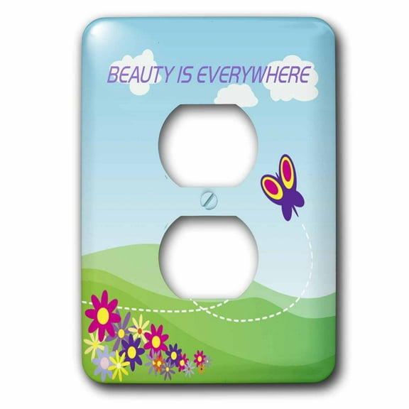 3dRose, Beauty Is Everywhere Butterfly and Flowers, 2 plug outlet cover
