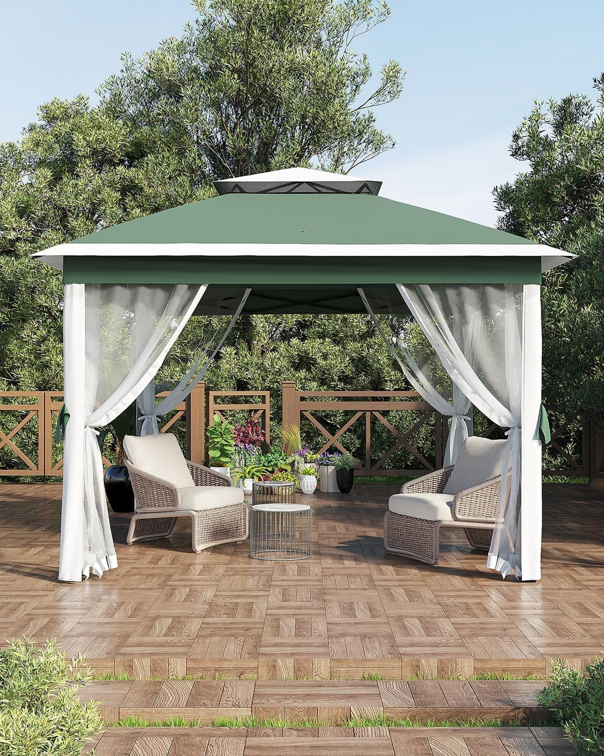 Accreate 11x11 ft Outdoor Gazebo with Mosquito Net - Heavy Duty Patio Shelter, Double Roof & Sturdy Metal Frame for Backyard, Garden, Deck and Lawn