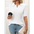 thumbnail image 3 of EASYBRA Women Cable Knit Sweater Polo Collar Loose Fit Pullover Casual Wear Cotton Polyester, 3 of 7