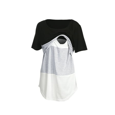 

Maternity Breastfeeding T-shirt Striped Short Sleeve Classic Garment Top