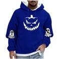 thumbnail image 2 of Yusimy Men's Hooded Sweatshirt Halloween Ghost Print Fleece-Lined Pocket Drawstring Long Sleeve Streetwear Cozy Winter Pullover, 2 of 5