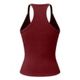 thumbnail image 4 of OIUUAK Women Workout Tank Tops, V Neck Racerback Y2K Going Out Ribbed Basic Slim Fit Yoga Gym Workout Shirts 2026 Summer Camisole Tee Blouse, Wine, 4 of 7