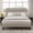 Beige, variant on Frostbloom King Size Platform Bed Frame with Linen Fabric Upholstered Headboard, No Box Spring Needed, Dark Gray