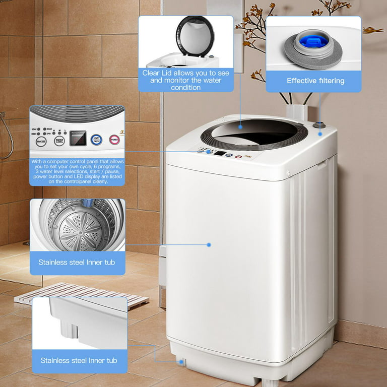 Giantex Portable Compact Full-Automatic Laundry 8 lbs Load Capacity Washing Machine Washer/Spinner w/Drain Pump