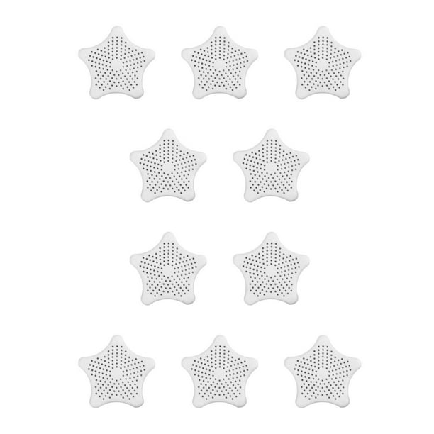Moyic Filtro de fregadero con forma de estrella bonita, decorativo, para el hogar, baño, inodoro, lavabo, drenaje de suelo, recogedor de Blanco 10piezas