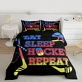 thumbnail image 2 of Homewish Boys Ball Game Bedding Comforter Set,Hockey Sport Twin Comforter Sets,Yellow Blue Black Bedding Set For Boys Kids,Breathable Home Decor Reversible,2pcs, 2 of 8