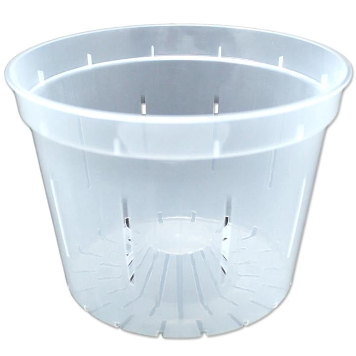 5 6SHORTCLUVEX8 6 inch short clear plastic orchid pot EX extra holes sturdy 