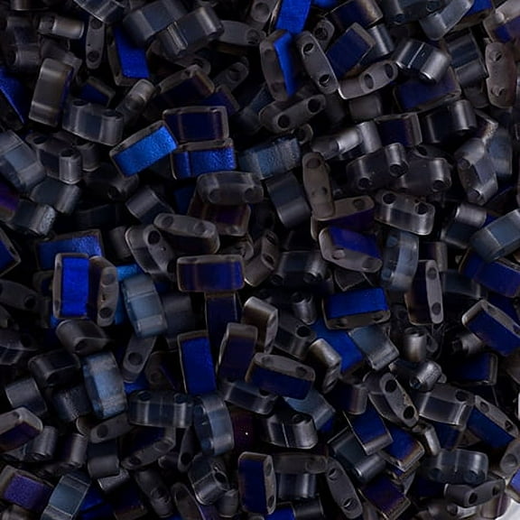 Miyuki Half Tila Cut 5x2.3mm (5.2g) 2-Hole Beads Transparent Azuro Matte HTL4556