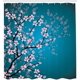 thumbnail image 2 of Cortina de ducha de estilo japonés, diseño de flor de cerezo cultural primaveral, fondo en tono marino con gancho, 2 of 2
