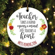 Angle View: A Teacher Takes A Hand Personalized Ornament