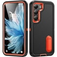 thumbnail image 2 of Galaxy S23 Plus Case for Men,Heavy Duty Protection Shockproof Anti-Scratch Slim Fit Lightweight Protective Durable Case Hard Cover with Kickstand for Samsung Galaxy S23 Plus 6.6",Black/Orange, 2 of 18