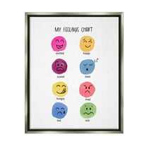 Stupell Industries Children's Feelings Chart Typography Painting Gray Floater Framed Canvas Art Print Wall Art, 17 x 21