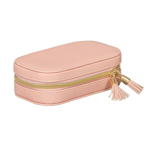 Mele & Co. Lucy Travel Jewelry Case, Textured, Pink Vegan Leather