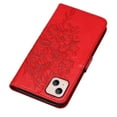 thumbnail image 5 of TECH CIRCLE for iPhone 14 2022 Wallet Case, Embossed Butterfly PU Leather Credit Card Holder Slots Full Body Protection Kickstand Flip Folio Shockproof TPU Phone Cover,Red, 5 of 9