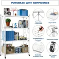 thumbnail image 5 of BISHE 4-Tire Shelf Metal Storage Rack, Metal Shelf 27.9"x13.4"x47.4, Foldable Storage Shelf with Wheels, Garage Shelving Steel Storage Shelves, White, 5 of 6