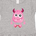 thumbnail image 4 of Inktastic Cute Monster, Smiling Monster, Pink Monster, Horns Girls Toddler Dress, 4 of 5