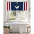 thumbnail image 3 of Coastal Nautical Anchor Kitchen Valances for Windows Vintage Red Blue Striped Valance Curtains&nbsp; for Kitchen /Living Room/Bedroom/ Bathroom Decor, 42"x12 " ,Rod Pocket 1 Panel,, 3 of 7