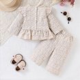 thumbnail image 4 of yboeqw Toddler Girl Outfit Set Fall Ruffle Long Sleeve Crewneck T-Shirt + Casual Pant Girls 2Pcs Clothes,Size 6-12 Months, 4 of 9