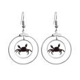 thumbnail image 1 of Black Crab illastrate organismo marino Los pendientes cuelgan del aro de la joyería del círculo de la gota Unbranded M, 1 of 3