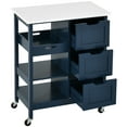 thumbnail image 4 of Dextrus 3-Tier Kitchen Storage Cart with Large Countertop, Rolling Kitchen Island Cart , Blue, 4 of 8