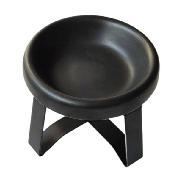 Cuenco elevado para perros y gatos de cerámica con soporte antideslizante elevado para proteger a las mascotas Negro