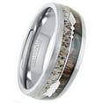 thumbnail image 2 of Wedding Ring Men Women 8mm Silver Tungsten Wedding Band Arrow Antler & Wood, 2 of 7