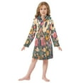 thumbnail image 6 of FORMRS Niños Bathrobe Unisex Hooded Robe Soft Plush Pajamas Sleepwear, Size 7-9T, Large Colorful Flowers, 6 of 7