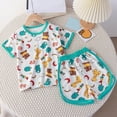 thumbnail image 2 of CAUYDY Baby Girls' Summer Shorts Set Toddler 2 Piece Clothes Kids Outfits Cute Drop Shoulder T-shirt & Short Set for 1T 2T 3T 4T 5T 6T Newborn Girl Pajamas (Sizes 6-7 Years,D1-Mint Green), 2 of 4