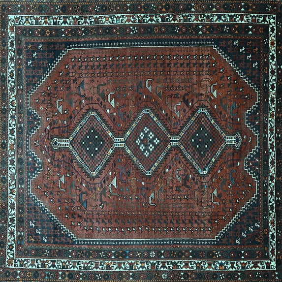 Ahgly Company Indoor Square Persian Light Blue Traditional Area Rugs, 4' Square