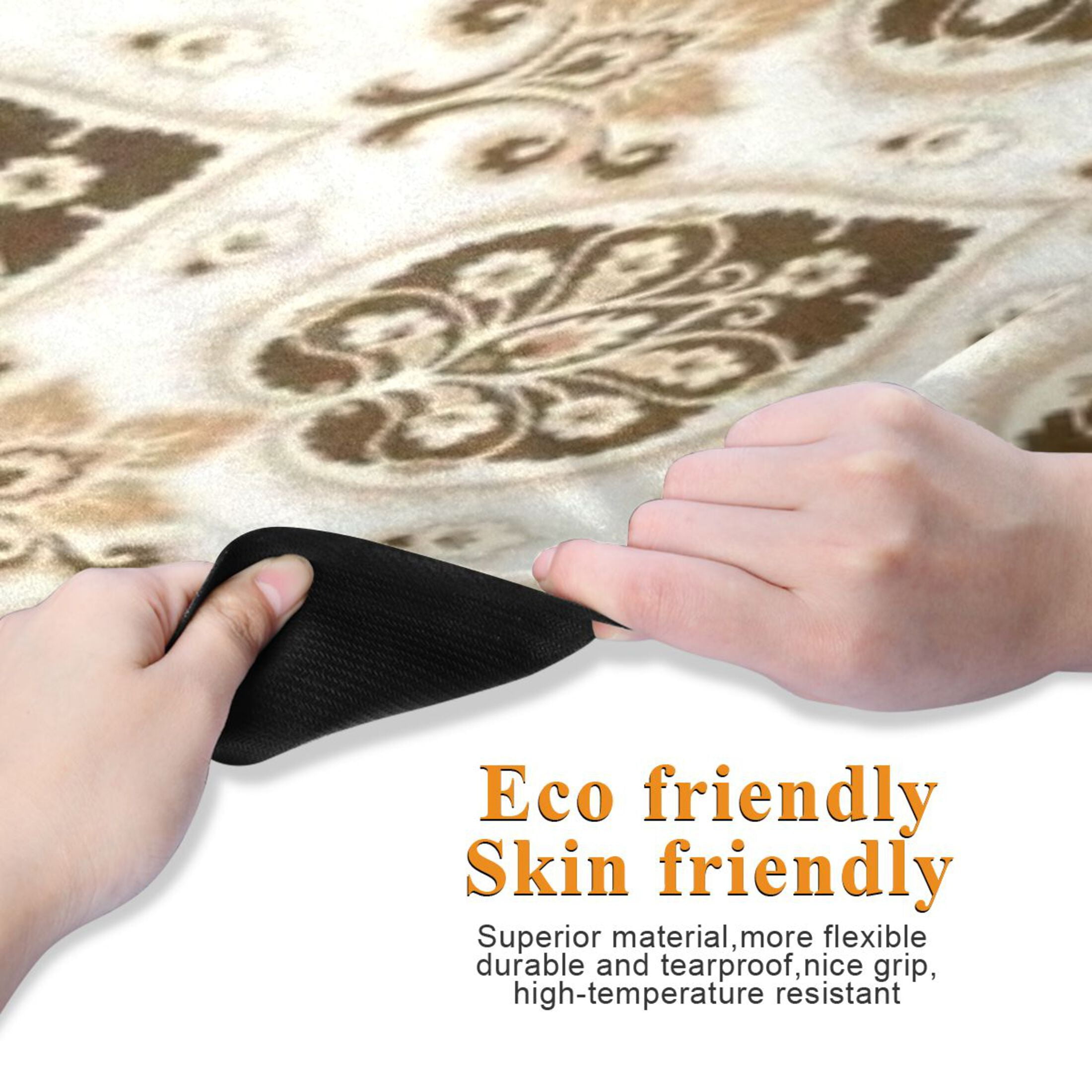 BZSMCE Yoga Mat Women Fitness Mat Gold Cream Ornate Damask Pattern