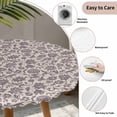 thumbnail image 6 of Purple Floral Fitted Tablecloth with Elastic Edged, Round Table Cloth for Dining Table, Spring Plants Flowers Vintage Rustic Waterproof Oil Proof Table Cover for Indoor Outdoor 45"-54", 6 of 8