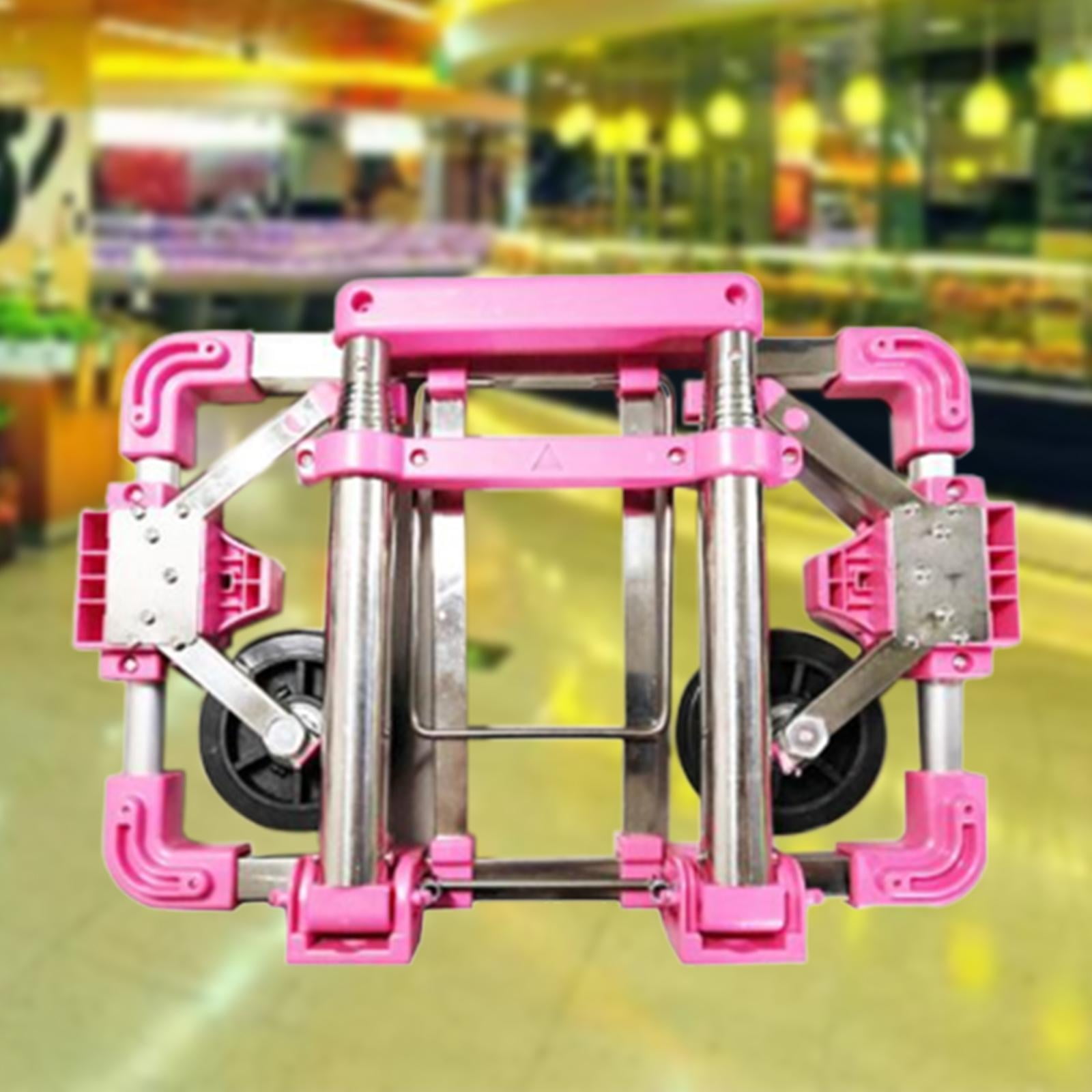 Lightweight Hand Truck Foldable Portable Fold up Hand Cart for Moving Pink